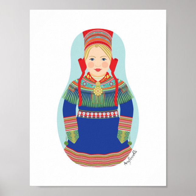 Sami (blont hår) Matryoshka Affisch (Framsidan)