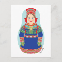 Sami (brunt hår) Matryoshka Postcard Vykort