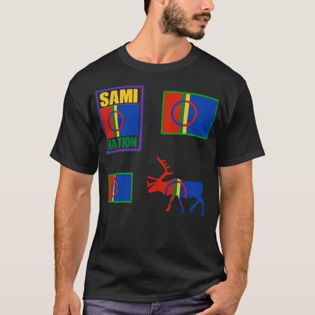 Sami Nation. Saami Flagga. T Shirt (Framsida)