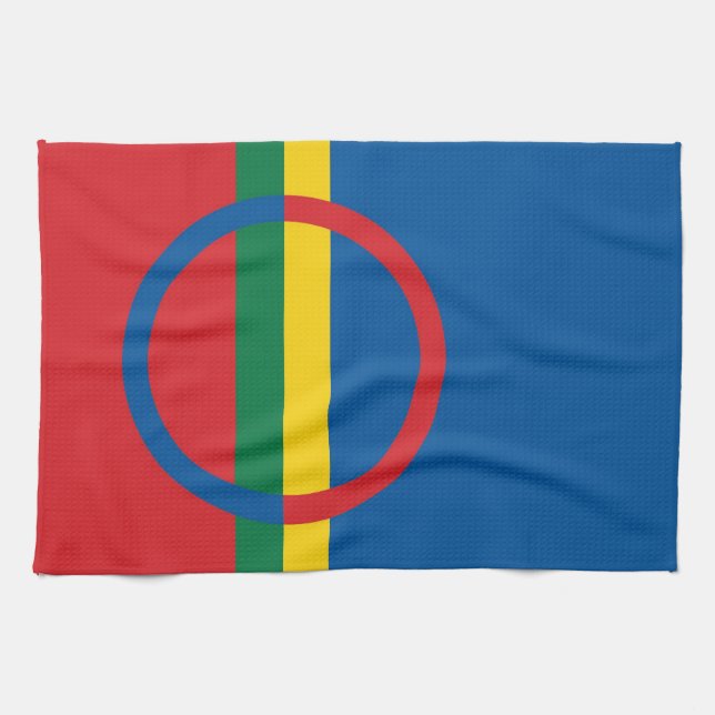 sami people flagga towel skandinavien kökshandduk (Horisontell)