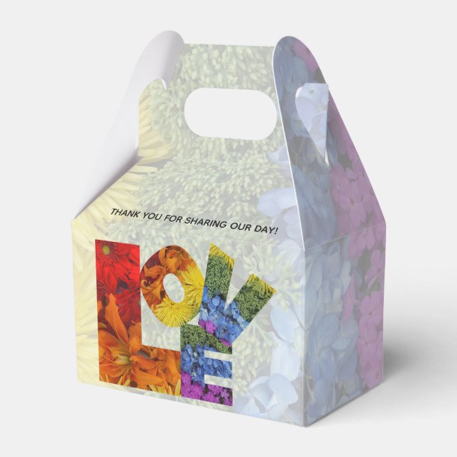 Samkönade insamlingen av kärlek-blommor i Bröllop Presentaskar (Framsidan Sidan)