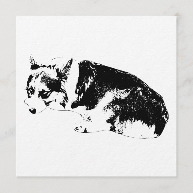 Samla bläck, mysig Corgi Inbjudningar (Framsida)