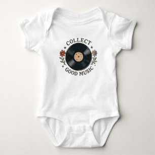 Samla bra musik Retro vinylskiva Blommig T Shirt