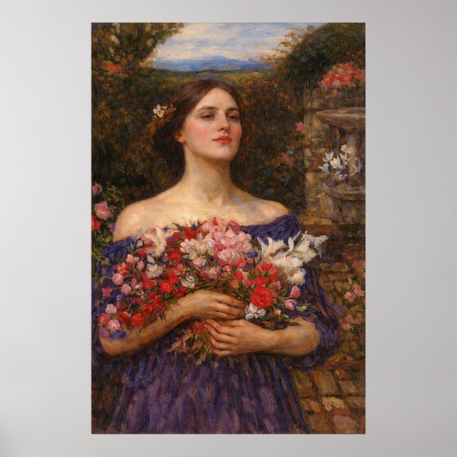 Samla era rosor av John William Waterhouse Poster (Framsidan)
