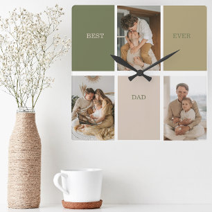 Samla foto Modern Bästa Pappa någonsin-presentatio Fyrkantig Klocka