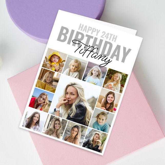 Samla foto till vilken ålder som helst Grattis på  Kort (Personalize the collage birthday greeting card to create a special keepsake for your loved one!)