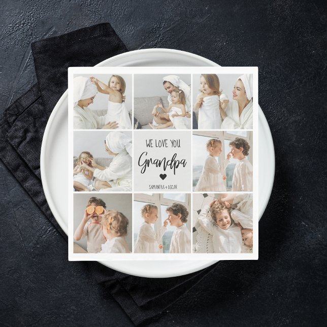 Samla foto | Vi Kärlek You Grandpa Gift Pappersservett (Skapare uppladdad)