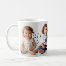 Samla foton från födseln till vuxens anpassningsba kaffemugg