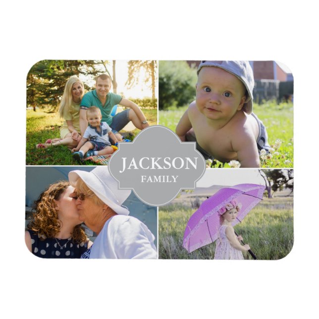 Samla foton med familjen namn multibilder magnet (Horisontell)