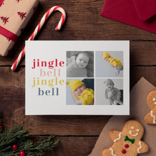 Samla fyra foton Färgstark jingle Bell Vykort