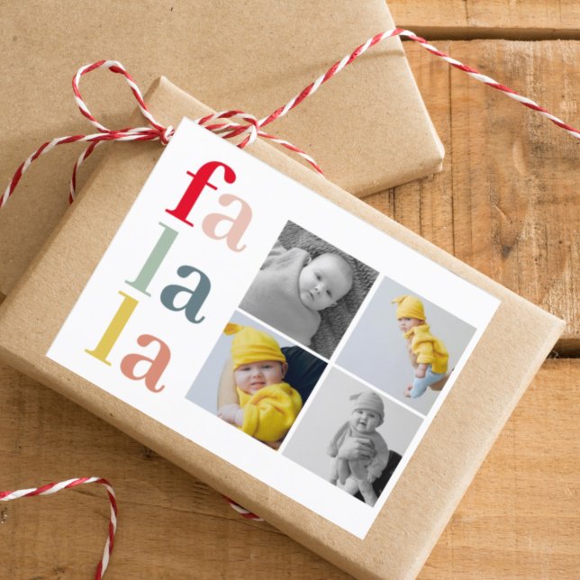 Samla fyra foton till jul | Färger Falalala Vykort (Skapare uppladdad)