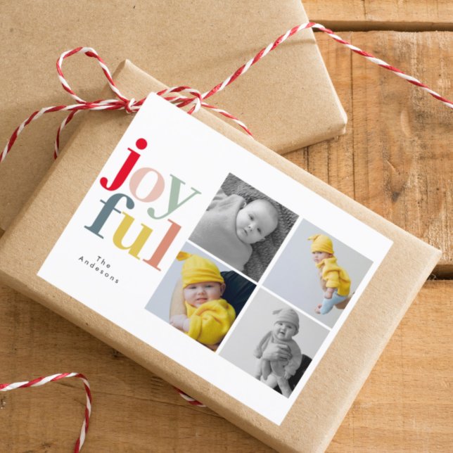 Samla fyra foton till jul | Färgstark Glatt Vykort (Skapare uppladdad)