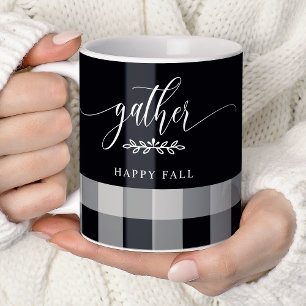 Samla Glad Höst Svart & Vit Buffalo Randig Kaffemugg