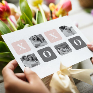 Samla ihop par fotot & Pastel Rosa & Grått XOXO Helg Vykort