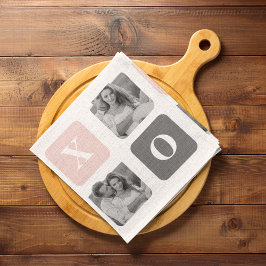 Samla ihop par fotot & Pastel Rosa & Grått XOXO Kökshandduk