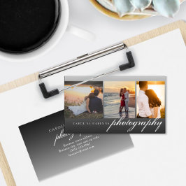 Samla in 3-fotosvart ombre-fotografi visitkort