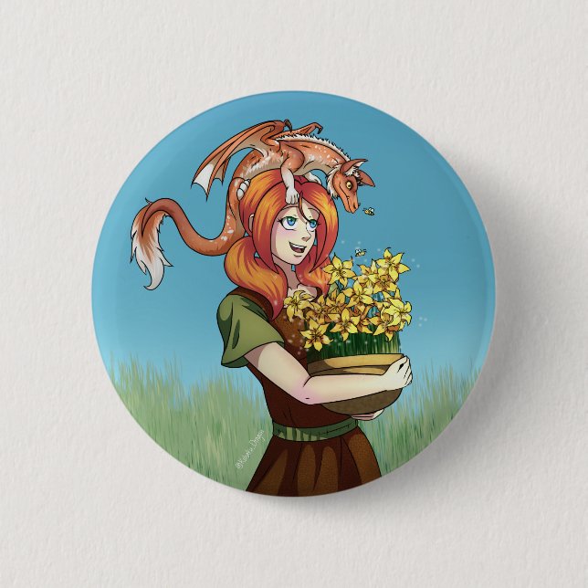 Samla in blommor med en dragon knapp (Framsida)