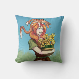 Samla in blommor med en dragon kudde