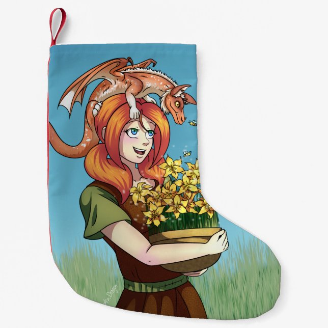 Samla in blommor med en dragon liten julstrumpa (Framsidan)