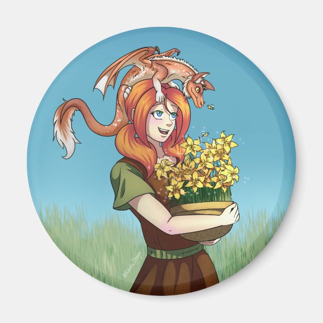 Samla in blommor med en dragon magnet (Framsidan)
