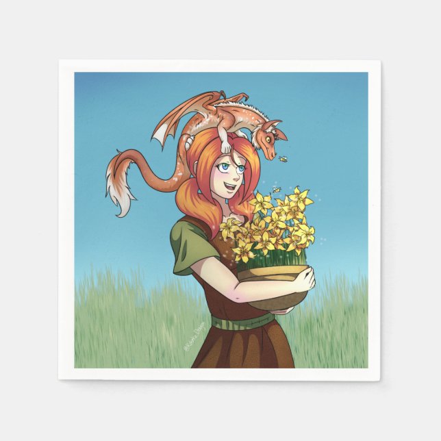 Samla in blommor med en dragon pappersservett (Framsidan)