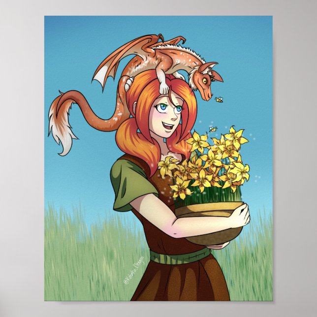 Samla in blommor med en dragon poster (Framsidan)