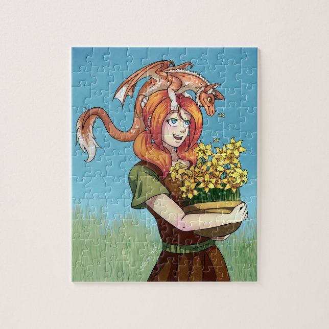 Samla in blommor med en dragon pussel (Vertikal)