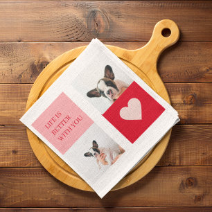 Samla in Hund Foton Min Hund är min Valentine Kökshandduk