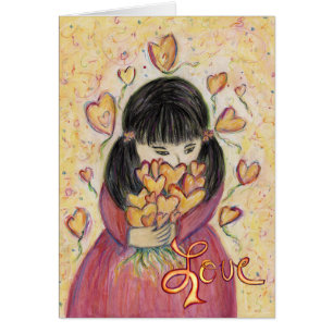 Samla in Kärlek Hearts Art Hälsning Note Cards Hälsningskort