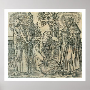 Samla in Örter för medicin, 1534 (träsnitt) Poster