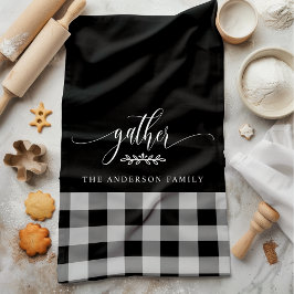 Samla in svartvitt-buffringskontroll kökshandduk