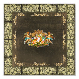 Samla in vintage Retro med snöre och blommor Fototryck