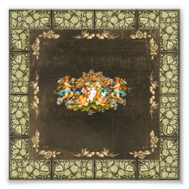 Samla in vintage Retro med snöre och blommor Fototryck