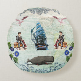 Samla in vintage Retro med snöre och blommor Rund Kudde