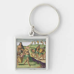 Samla mat för det kollektiva magasinet fyrkantig silverfärgad nyckelring