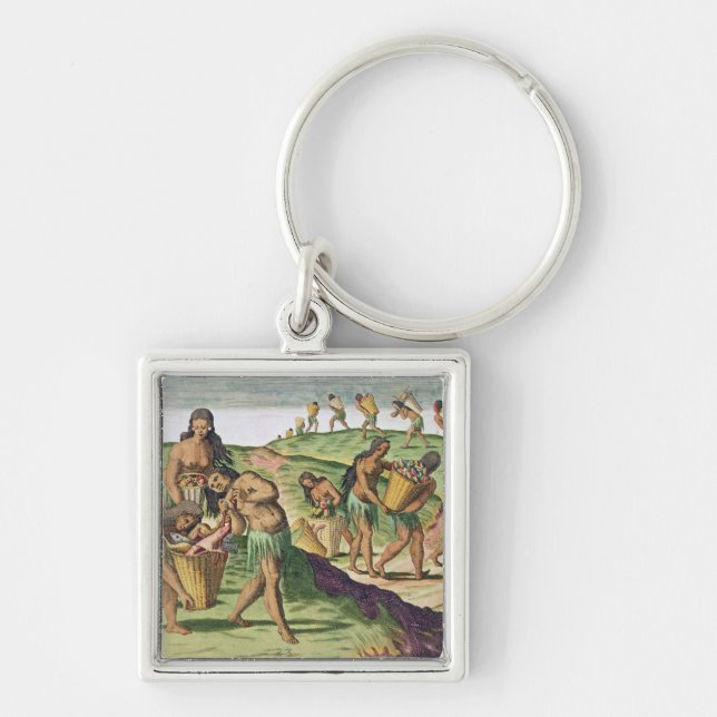 Samla mat för det kollektiva magasinet fyrkantig silverfärgad nyckelring (Framsidan)