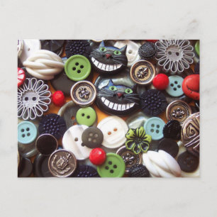 Samla med Black Cheshire Cat Buttons Vykort