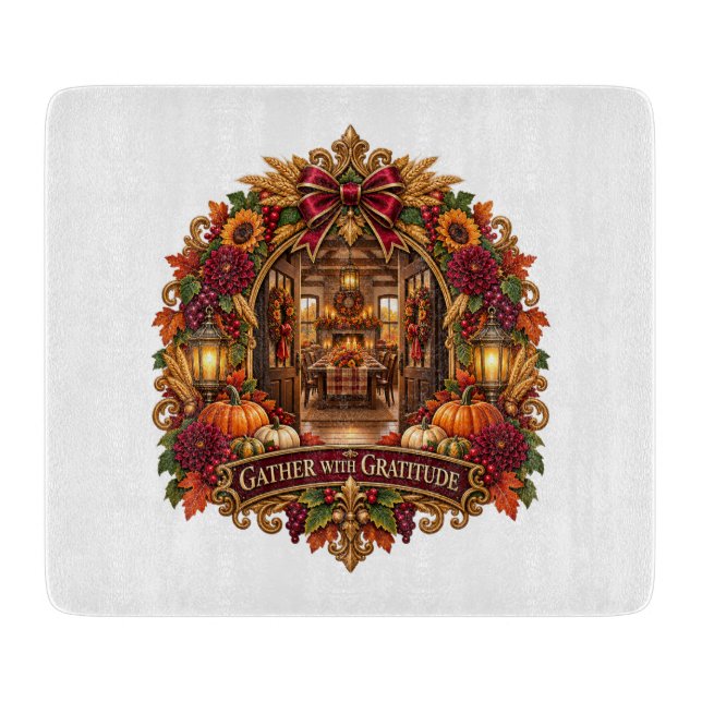 Samla Med Tacksamhet Thanksgiving Skärbräda (Framsidan)