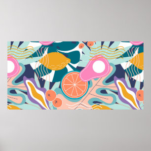 Samla modern blommigt sömlös mönster. Modern exo Poster