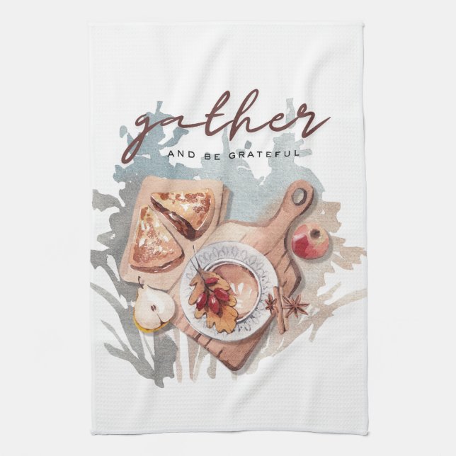 Samla och var tacksamma över att ha samlat kökshandduk (Vertikal)