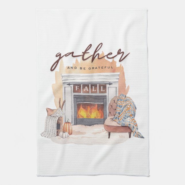 Samla och var tacksamma vänner som gav samlande kökshandduk (Vertikal)