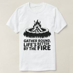 Samla runt Campfire Wilderness Camping Artwork T Shirt