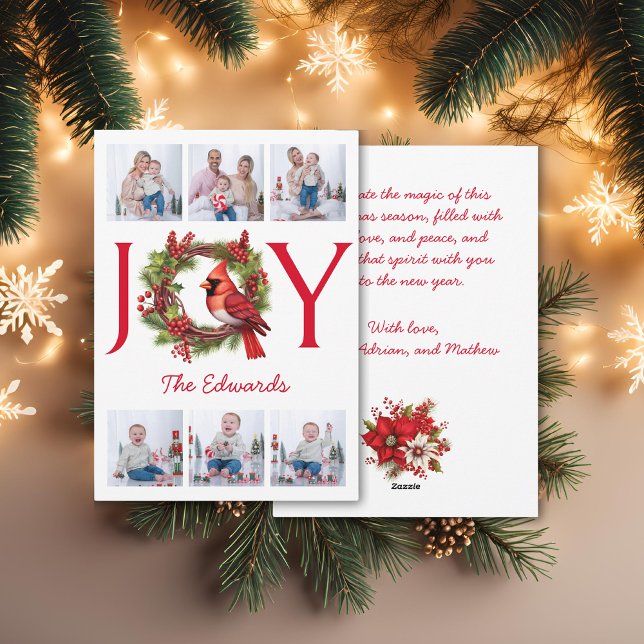 Samla sex foton | Joy jul Julkort (Get this beautiful collage holiday card for your Christmas greetings. Buy yours now!)