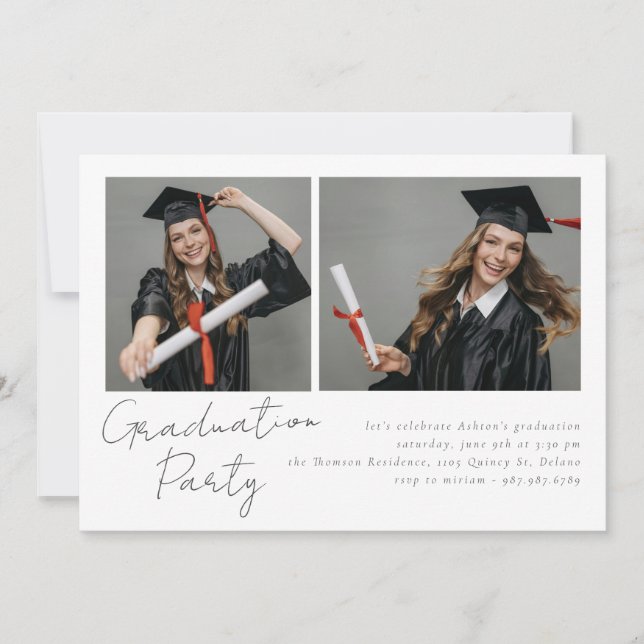 Samla två foton modern design inbjudningar (Framsida)