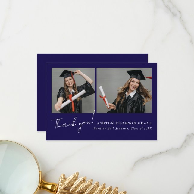 Samla två foton modern design tack kort (Fram/Back In Situ)