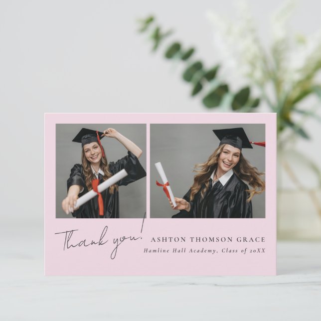 Samla två foton modern design tack kort (Stående Fram)