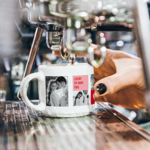 Samla upp par foto Modern Valentines-gåva Espressomugg