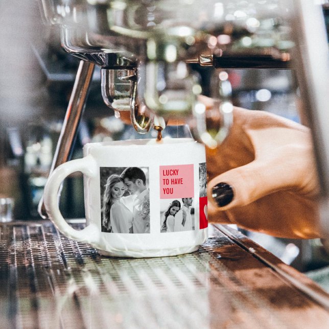 Samla upp par foto | Modern Valentines-gåva Espressomugg (Skapare uppladdad)