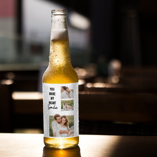 Samla upp par foto och Lolly Romantic-citat Ölflaska Etikett