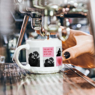 Samla upp par foto   Valentines Rosa och rödhjärta Espressomugg